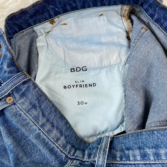 BDG Distressed Patchwork Slim Boyfriend Jeans Blue - Picture 11 of 14